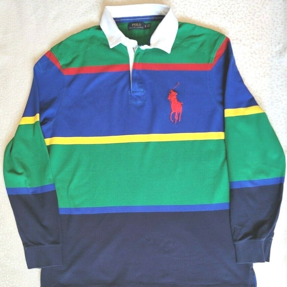 Polo Ralph Lauren Striped Color Blocked Big Pony Rugby Men's XL Classic Fit